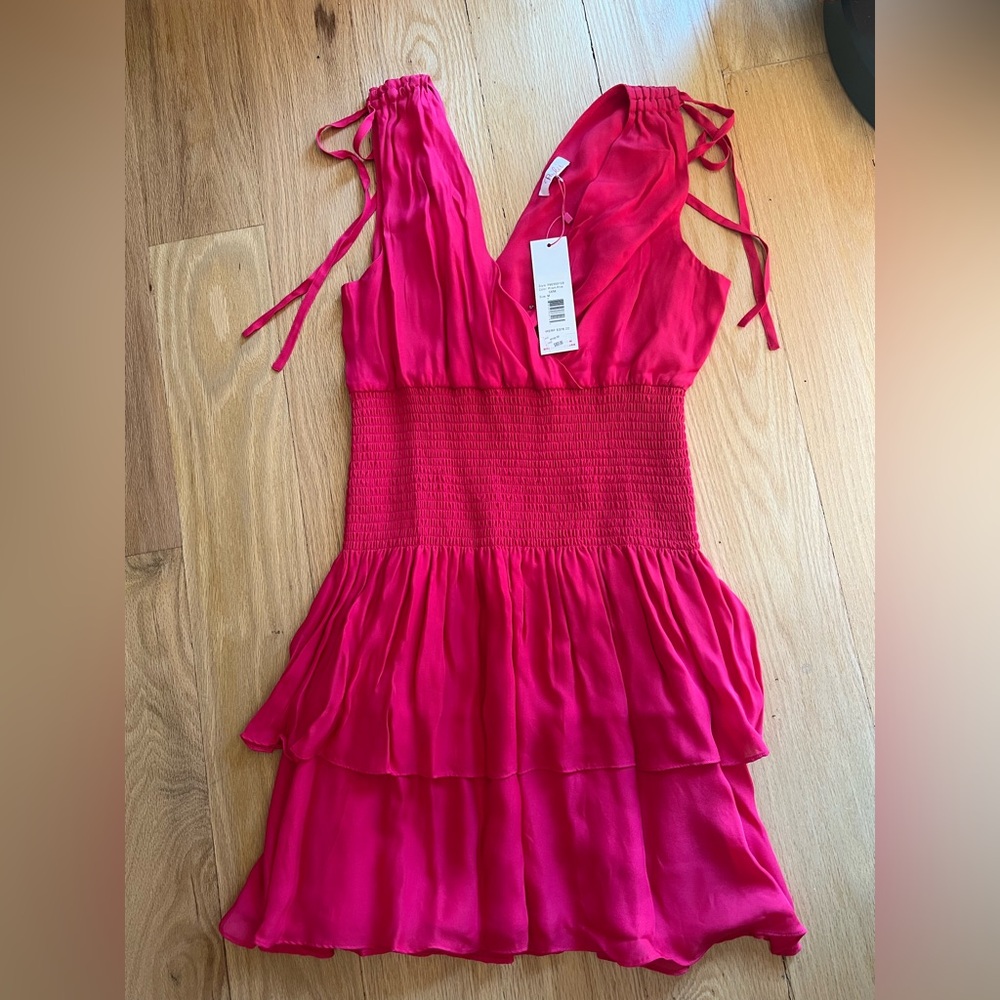 Parker Hot Pink Flowing V-Neck Dress